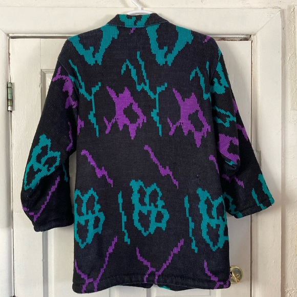 Changing Scene ~ 80s Vintage Knitted Heavy Sweater Coat ~ Size Small - Picture 6 of 14